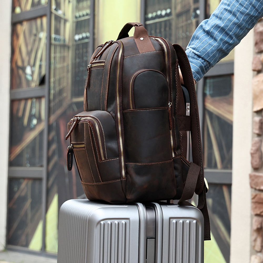 Professional leather laptop backpack Clearance