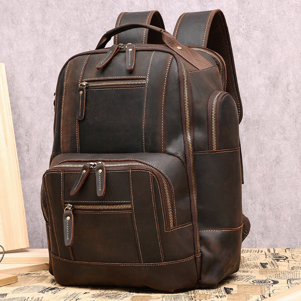 Leather office backpack for on sale mens