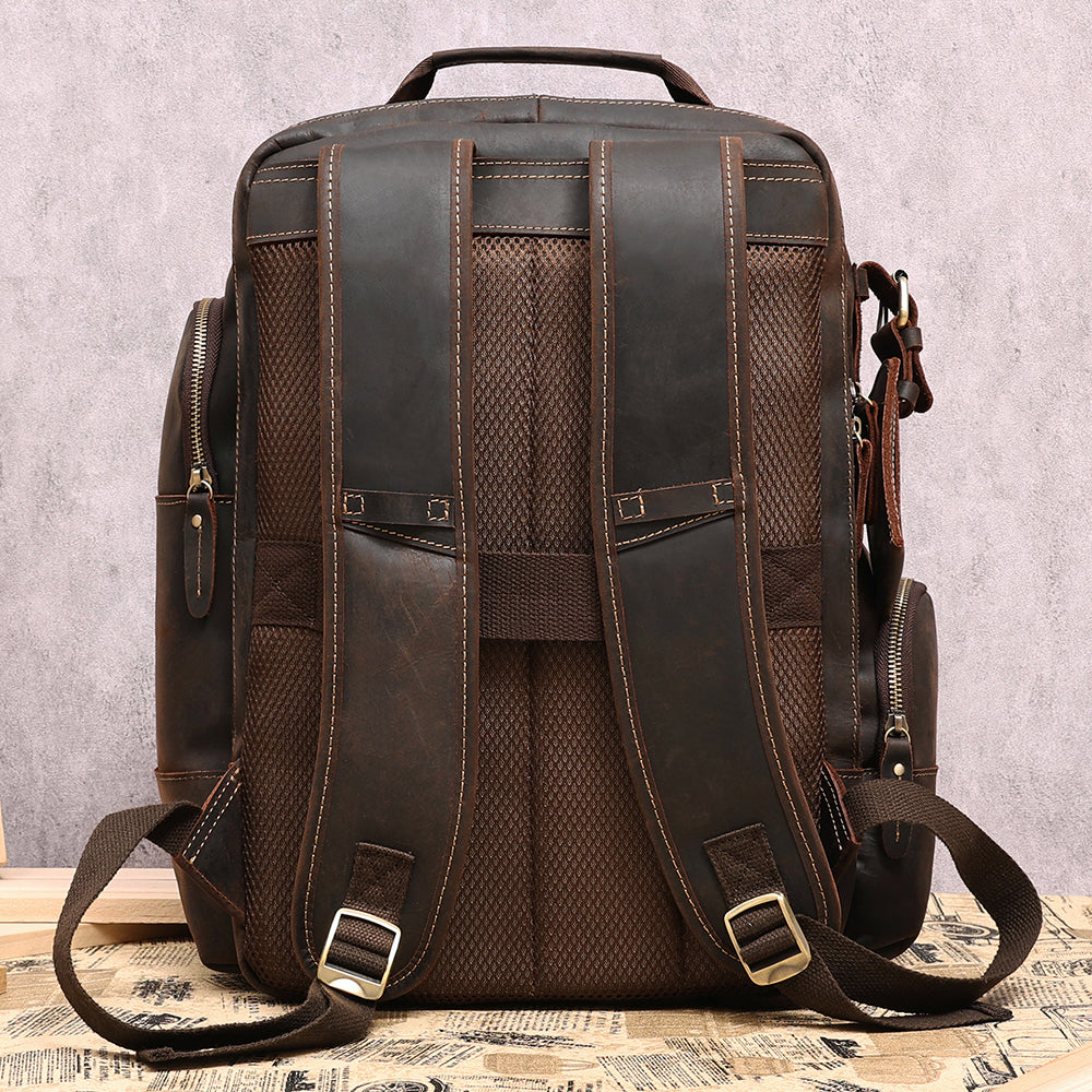 Leather Laptop Backpack for Men - Large Rucksack & Bookbag