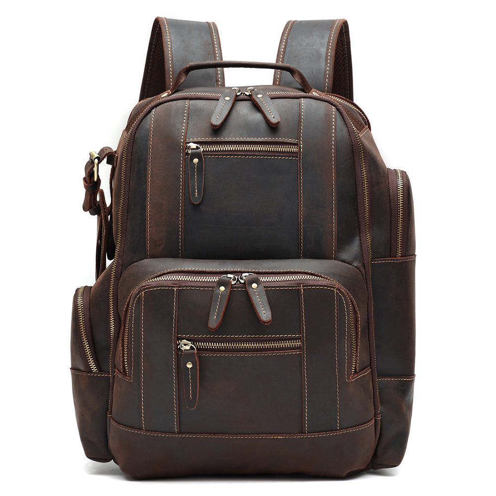 Brown Leather Laptop Backpack for Work for Men