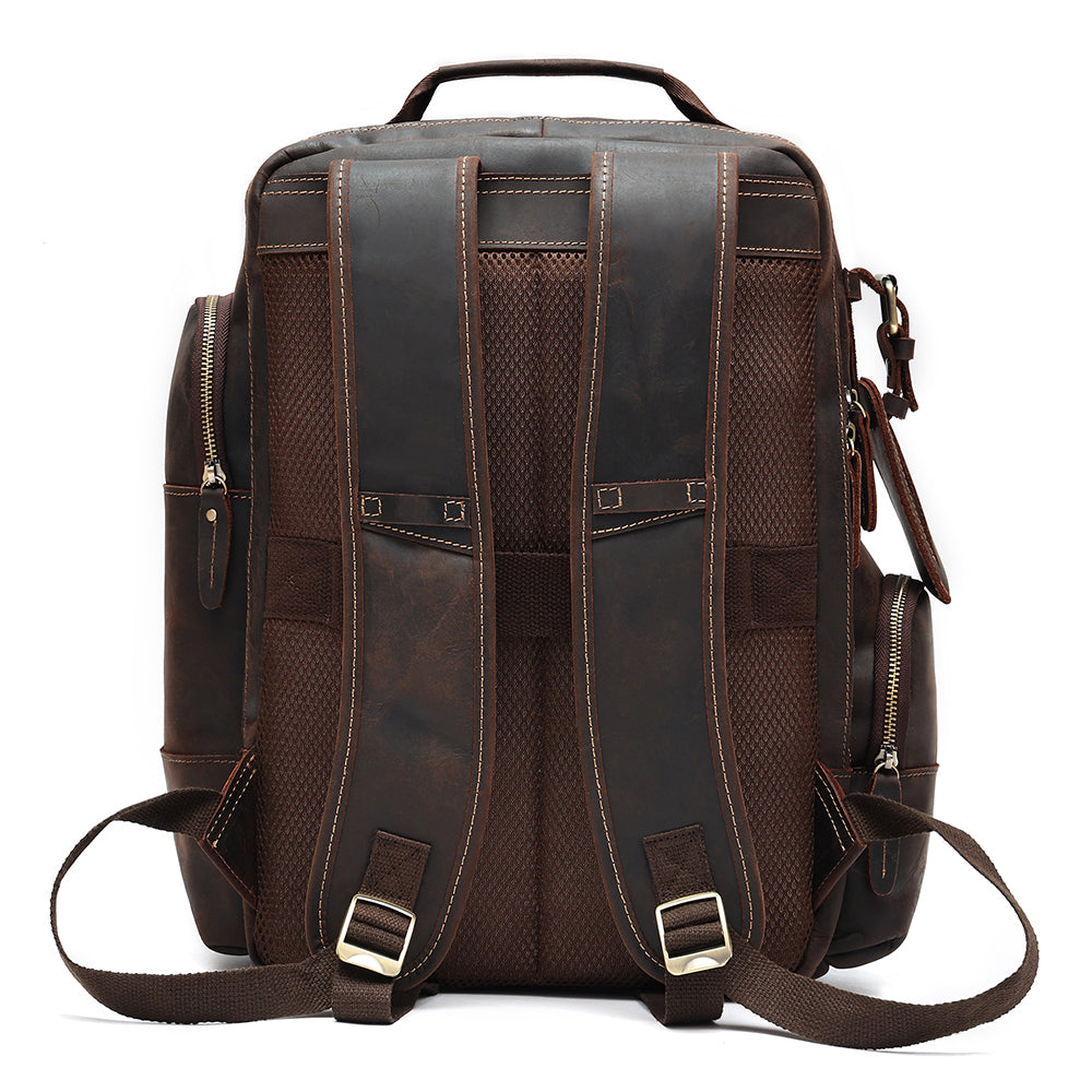 Leather Laptop Backpack for Men - Large Rucksack & Bookbag