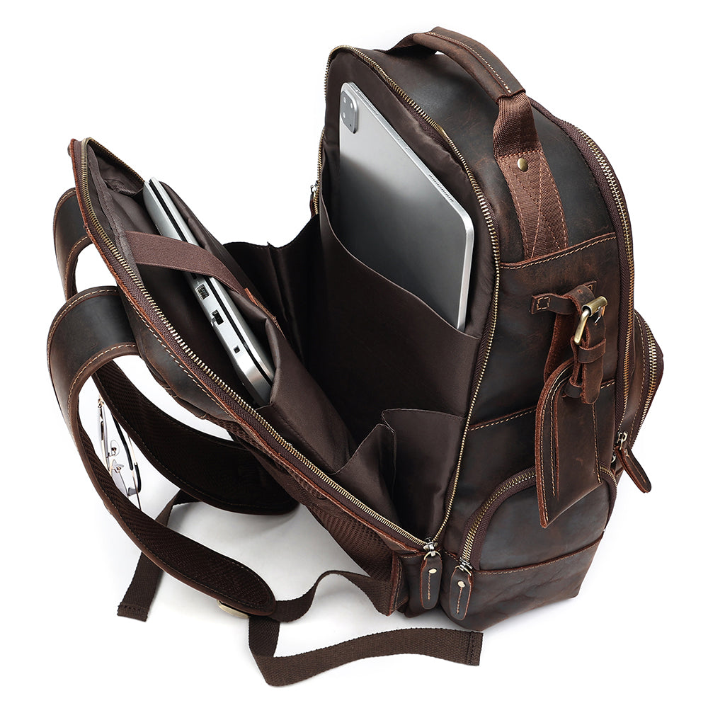 Leather office backpack for mens sale