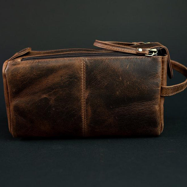 The Toiletry Bag - Men's Top Grain Leather Dopp Kit for Travel