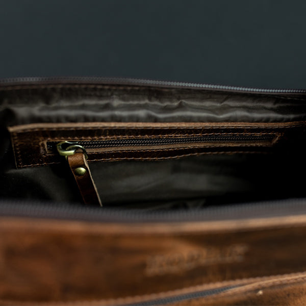 The Toiletry Bag - Men's Top Grain Leather Dopp Kit for Travel Inside