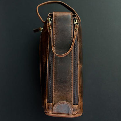 The Toiletry Bag - Men's Top Grain Leather Dopp Kit for Travel Top Zipper