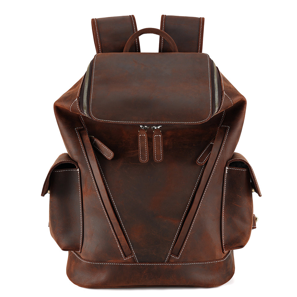 The Top | Leather Backpack in Brown for School & Work