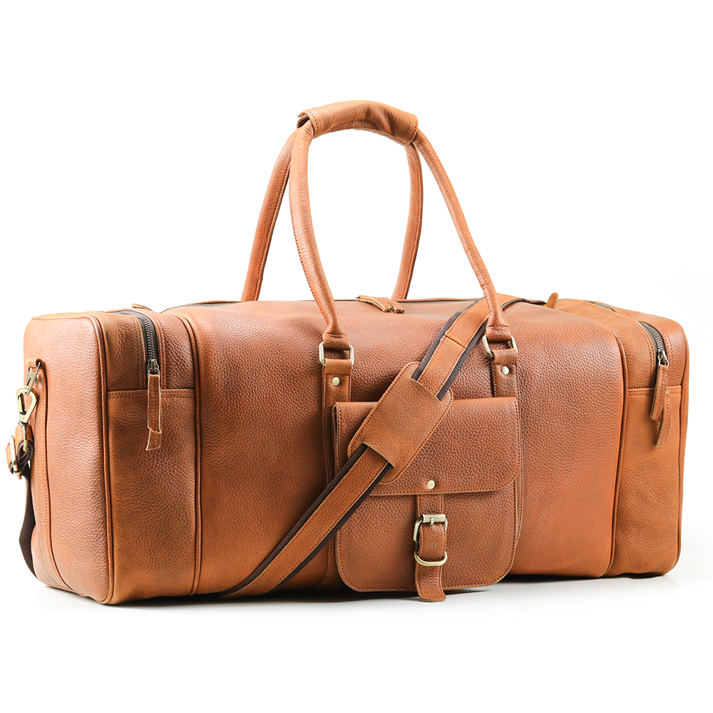 Tan Leather Duffle Bag