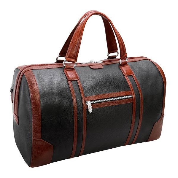 Men's Two Tone Leather Duffel Bag Black Back