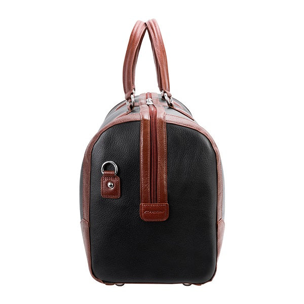 Men's Two Tone Leather Duffel Bag Black End