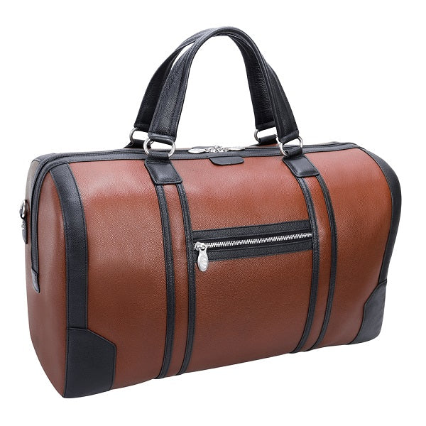 Men's Two Tone Leather Duffel Bag Brown Back