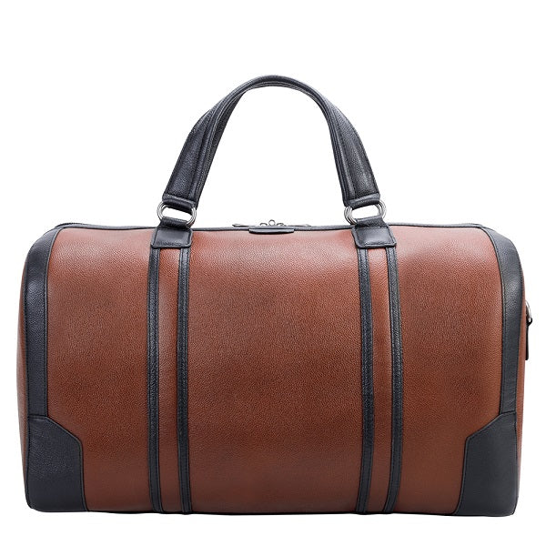 Men's Two Tone Leather Duffel Bag Brown Front