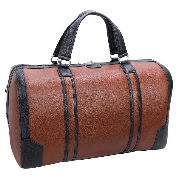 Men's Two Tone Leather Duffel Bag Brown