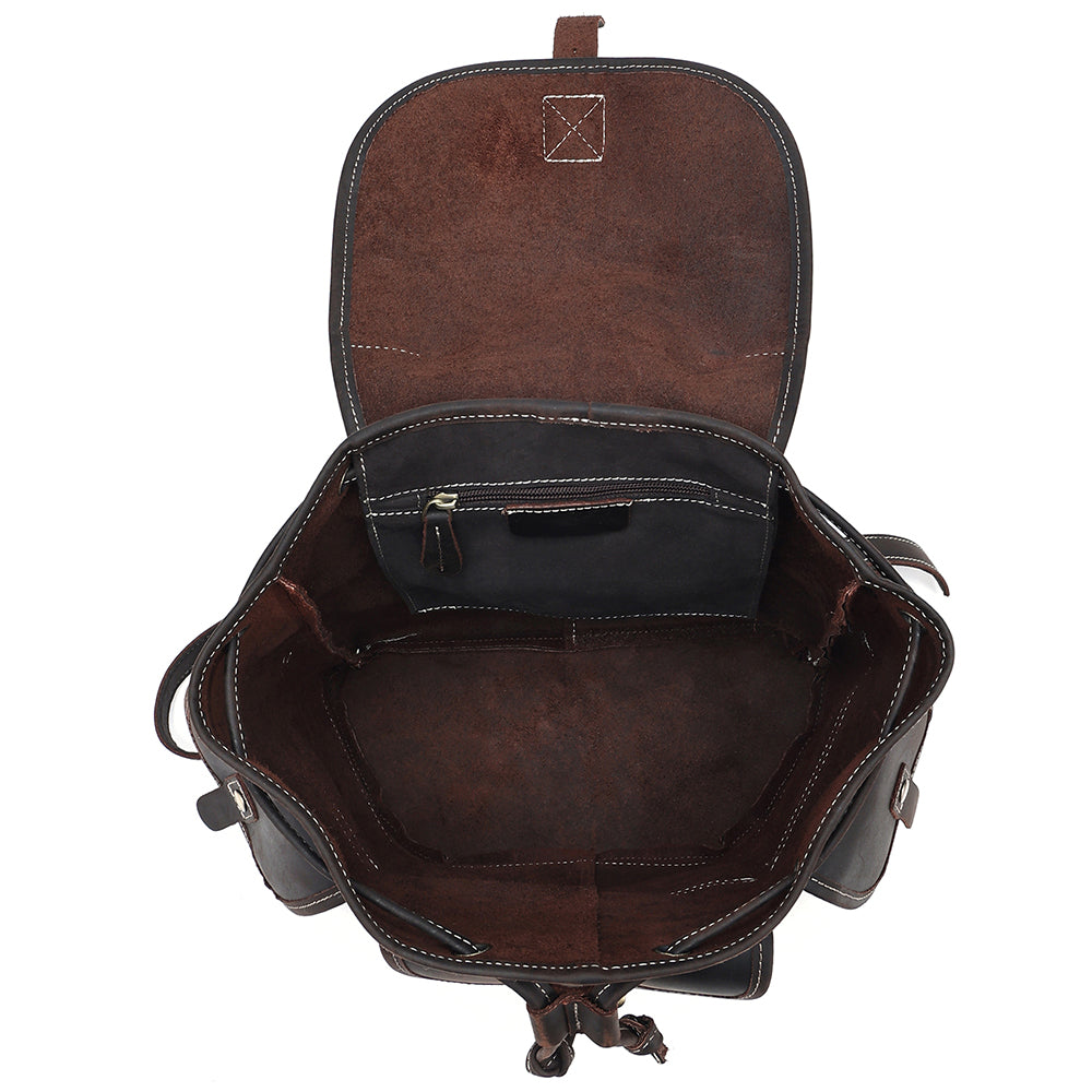 the vacationer leather drawstring backpack