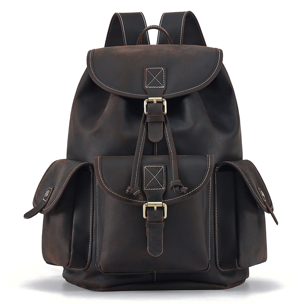 the vacationer leather drawstring backpack