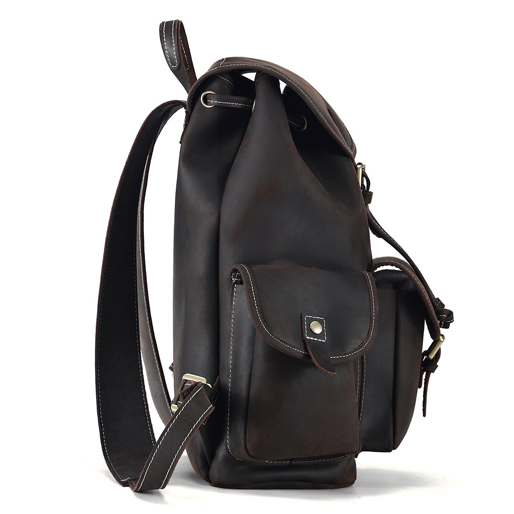 the vacationer leather drawstring backpack