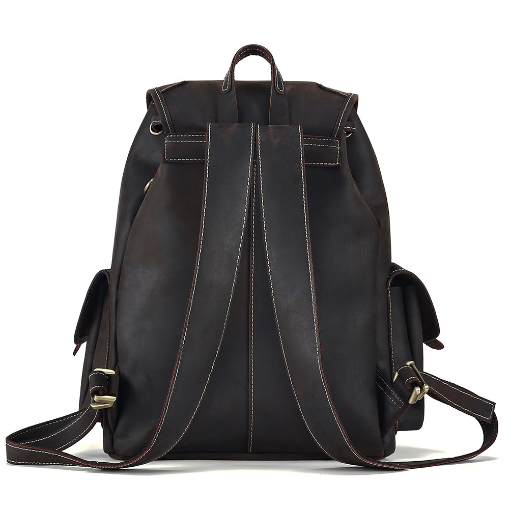 the vacationer leather drawstring backpack