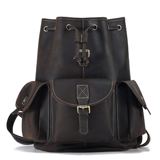 Leather Drawstring Backpack - Large Top Grain Leather Rucksack – The ...