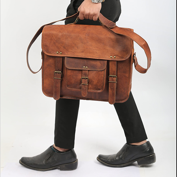 Top grain leather messenger bag outlet