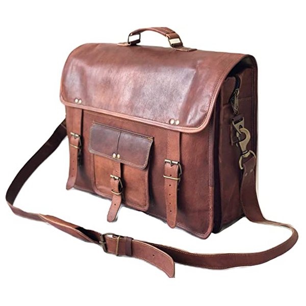 Vintage Leather Bag - Brown Messenger Briefcase Satchel