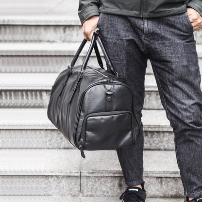 The Volta | Men's Black Leather Duffle Travel Bag