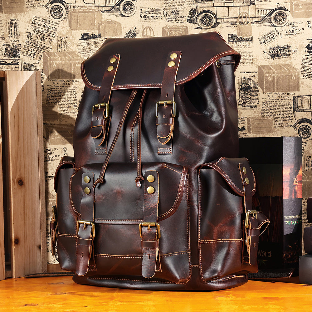 Leather on sale backpack designs