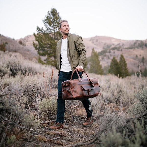 Men's Buffalo Leather Duffel Bag - Weekend Bag for Travel  Styled