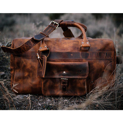 Duffel Bag Buffalo Leather CHAD chocolate-retro travel bag