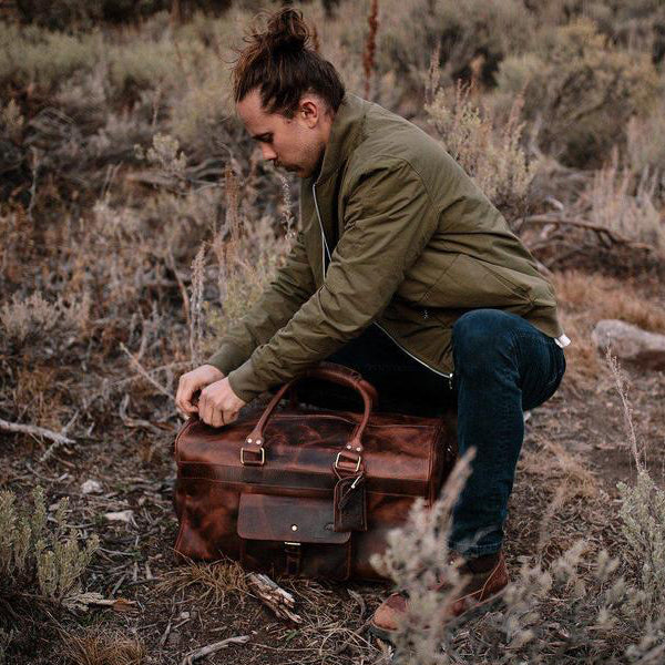 Canvas and outlet leather overnight bag