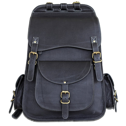 The Western | Black Leather Backpack for 17 Inch Laptops for Men & Women