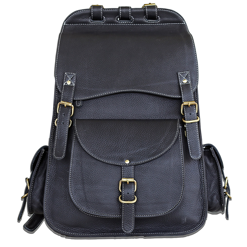 Black Leather Backpack for Men
