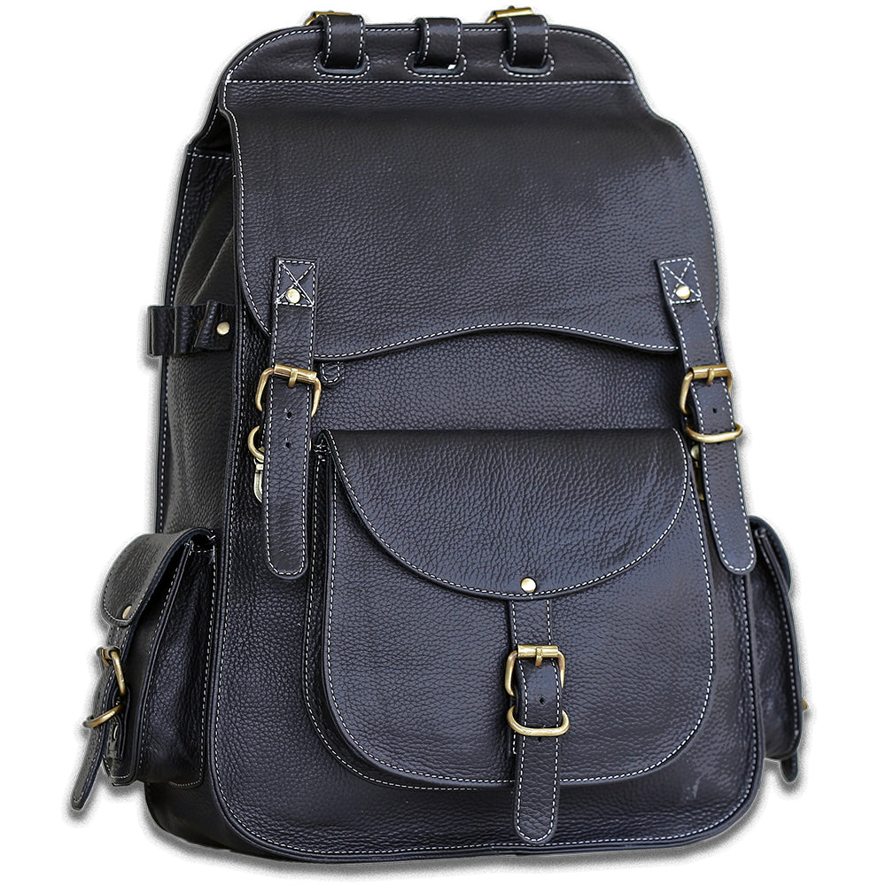 Black Leather Backpack for Men