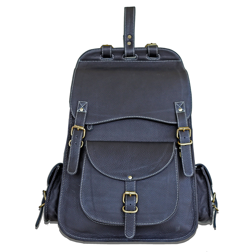 The Western | Black Leather Backpack for 17 Inch Laptops for Men & Women