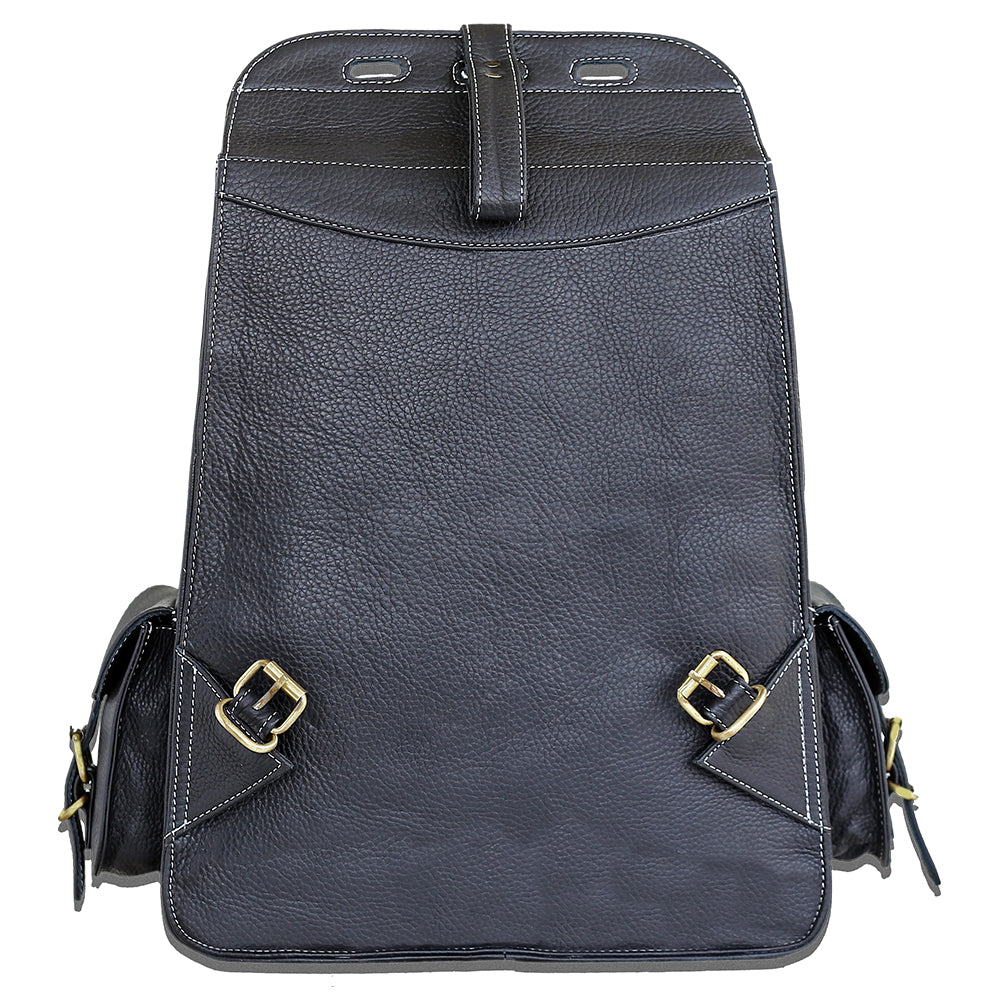 The Western | Black Leather Backpack for 17 Inch Laptops for Men & Women