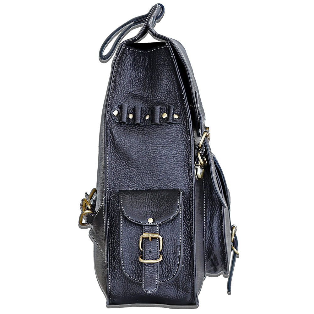 Black Leather Backpack for Men