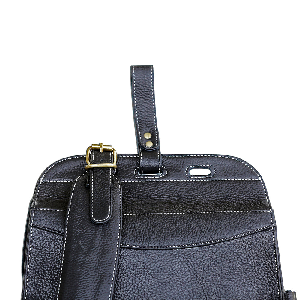 The Western | Black Leather Backpack for 17 Inch Laptops for Men & Women