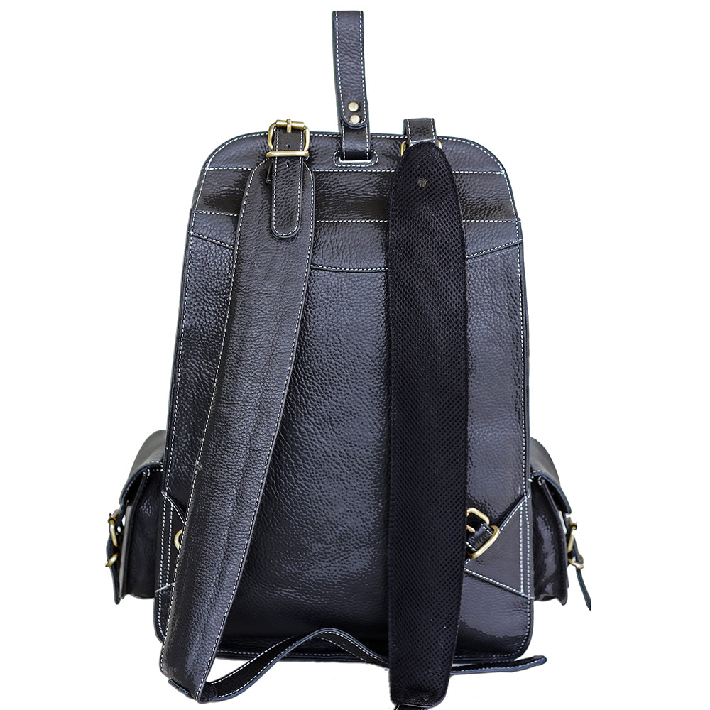 The Western | Black Leather Backpack for 17 Inch Laptops for Men & Women