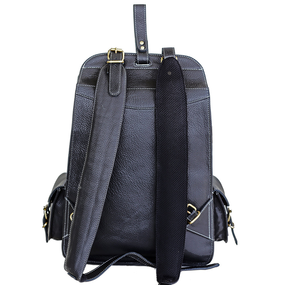 Le Donne Leather Women&s Multi Pocket Backpack; Black