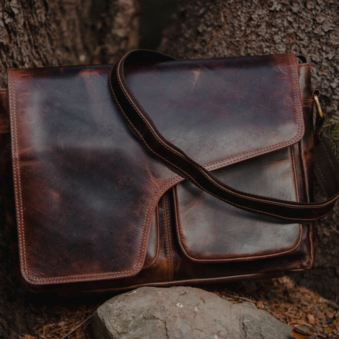 Leather Messenger Bag For Men and Women For 15 Inch Laptops