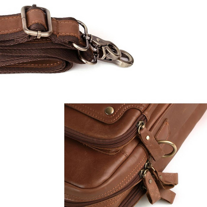 The Commuter Men's Top Grain Leather Briefcase Bag for 15 Inch Laptop Computers