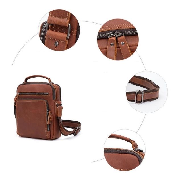 Small Leather Cross Body Man Bag Men Tablet Bag Flight Bag 