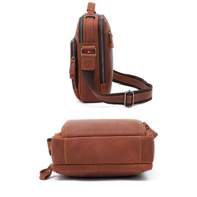 Leather Cross Body Bag, Brown