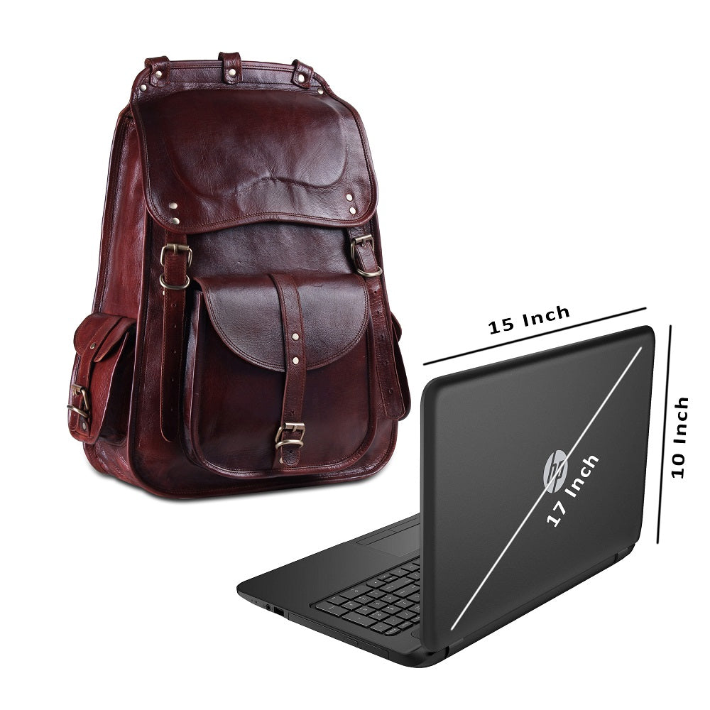 Leather backpack 2025 17 inch laptop